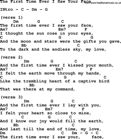 first time ever i saw your face chords|first time i ever saw your face tab.